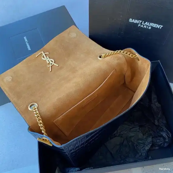 Repzbay REP LEATHER AND MEDIUM REVERSIBLE SUEDE KATE IN CROCODILE-EMBOSSED YSL 0615